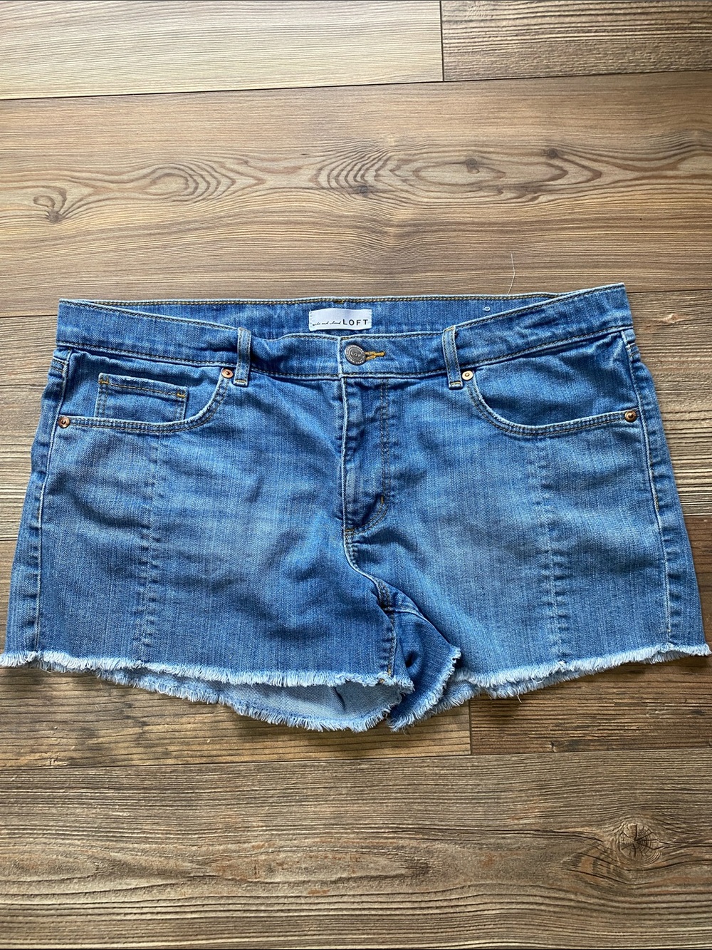 LOFT Women's Mid-Blue Denim Cutoff Shorts